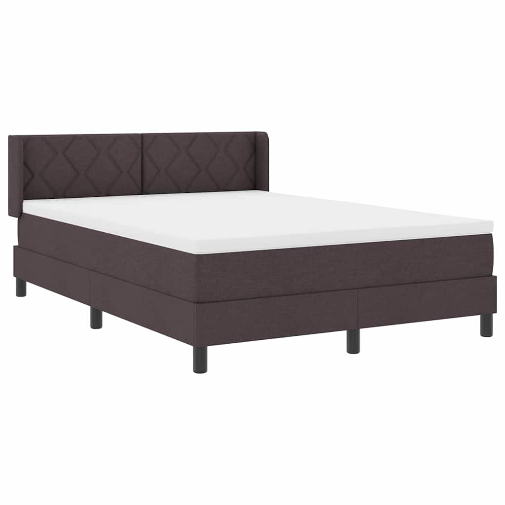 vidaXL Łóżko sprężynowe Z zagłówkiem Ciemny brąz 200 x 140 cm tkanina