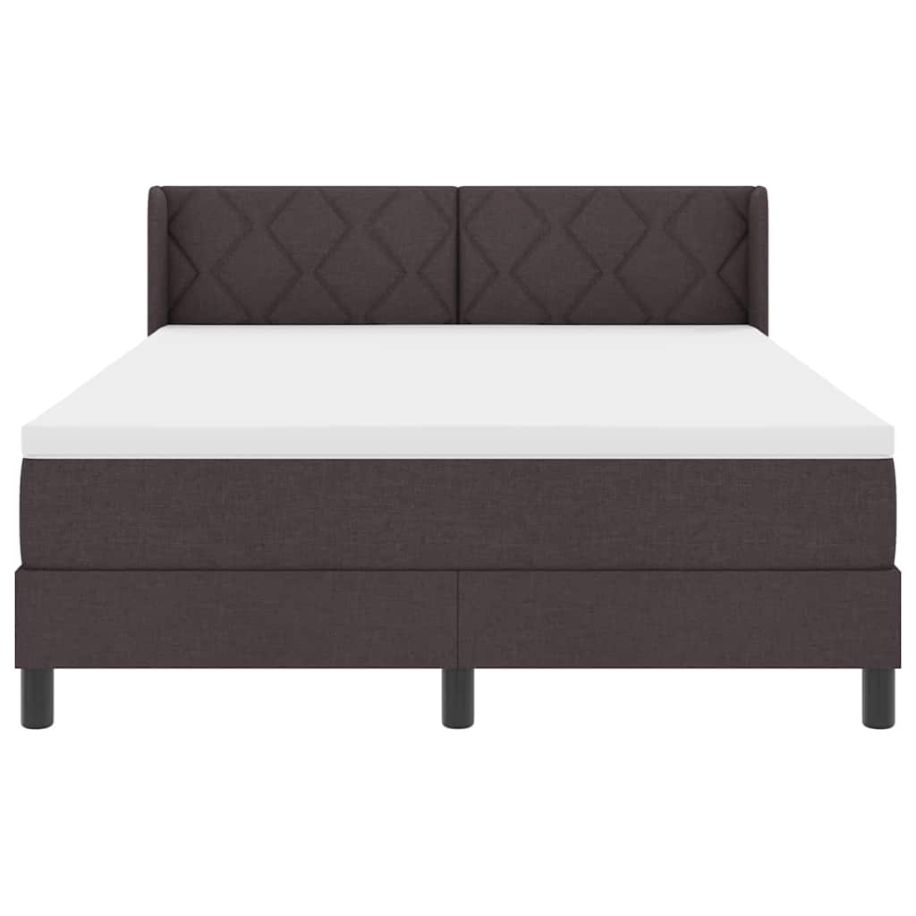 vidaXL Łóżko sprężynowe Z zagłówkiem Ciemny brąz 200 x 140 cm tkanina
