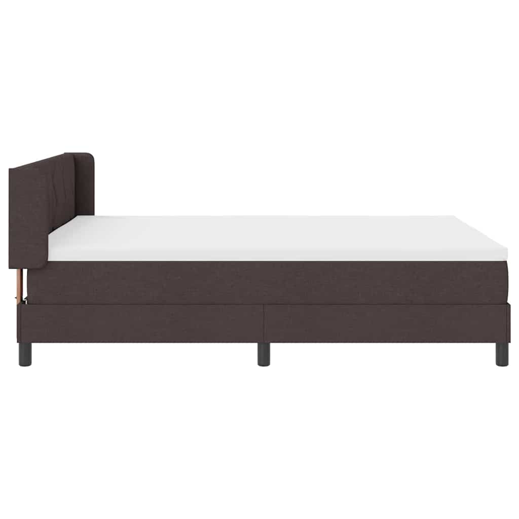 vidaXL Łóżko sprężynowe Z zagłówkiem Ciemny brąz 200 x 140 cm tkanina