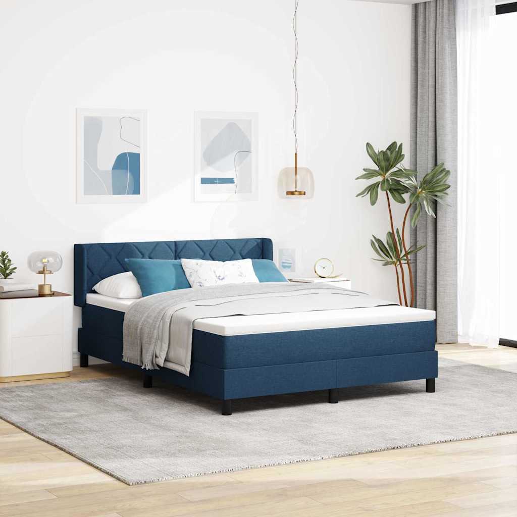 vidaXL Łóżko sprężynowe Z zagłówkiem Niebieski 200 x 140 cm tkanina