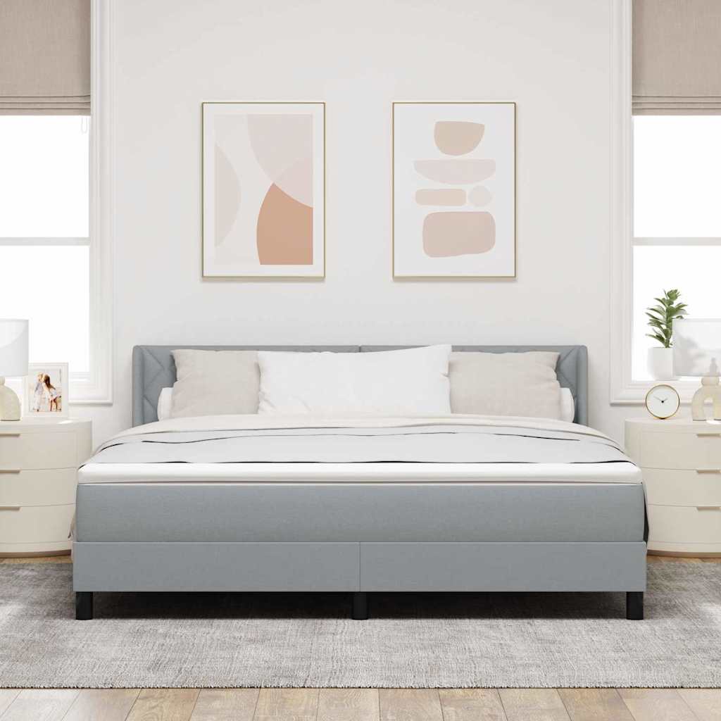 vidaXL Łóżko sprężynowe Z zagłówkiem Jasnoszary 200 x 180 cm tkanina