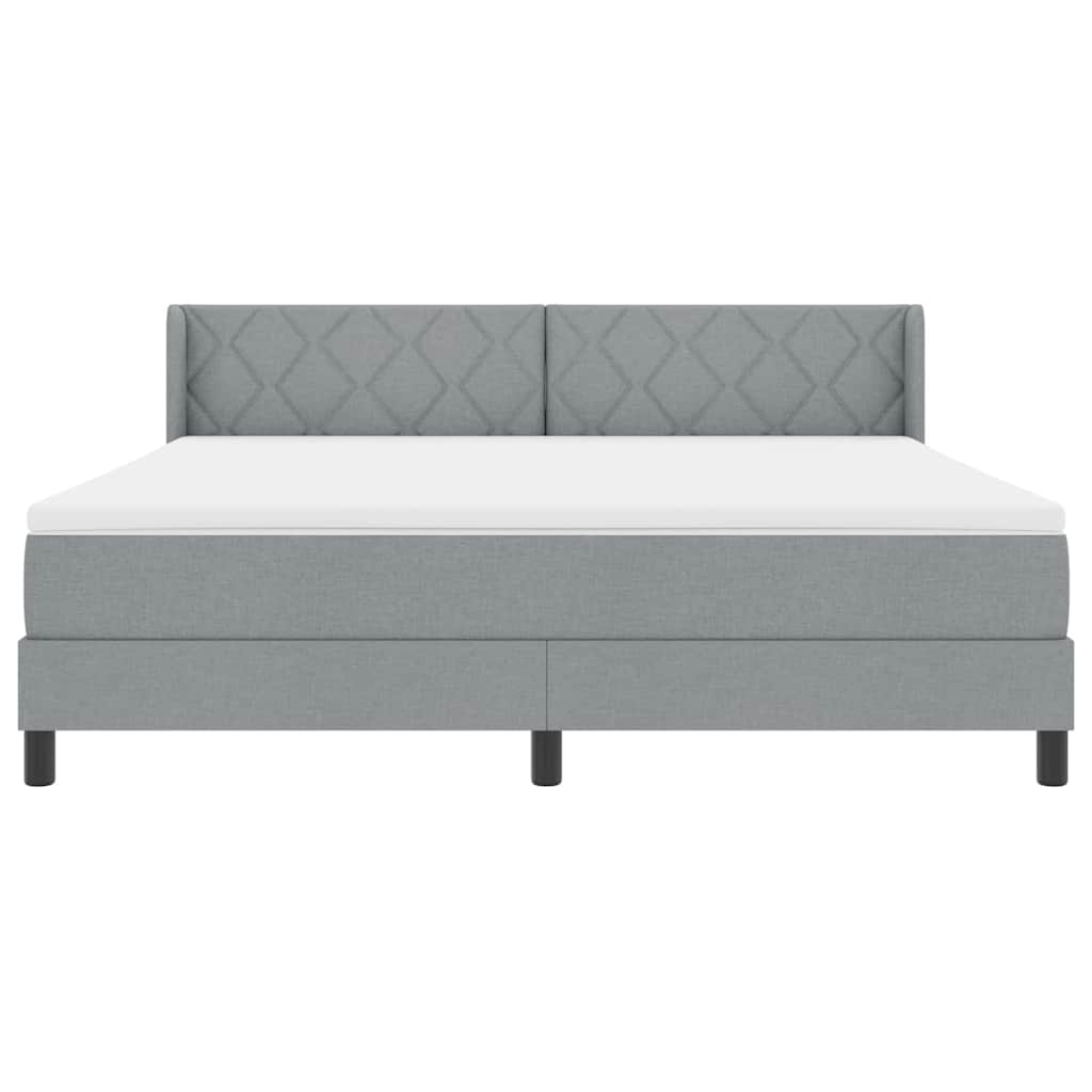 vidaXL Łóżko sprężynowe Z zagłówkiem Jasnoszary 200 x 180 cm tkanina