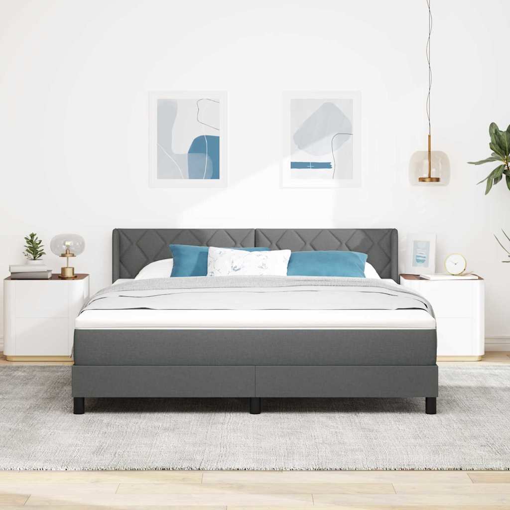 vidaXL Łóżko sprężynowe z poduszką Ciemnoszary 200 x 180 cm tkanina