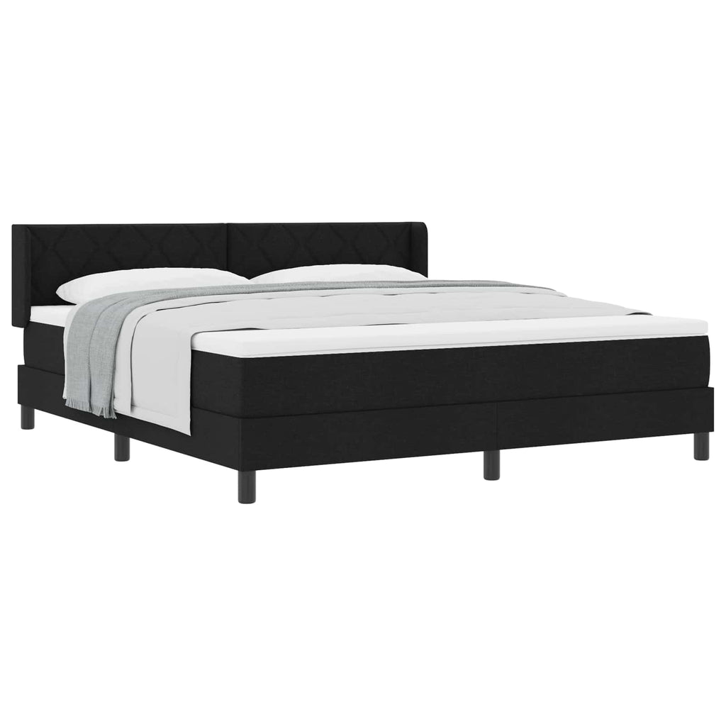 vidaXL Łóżko sprężynowe Z zagłówkiem Czarny 200 x 180 cm tkanina