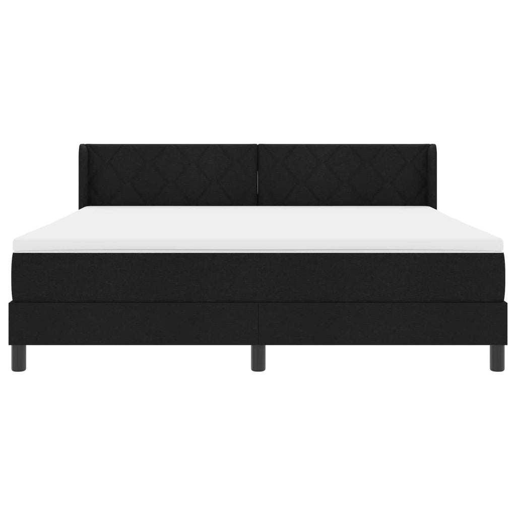 vidaXL Łóżko sprężynowe Z zagłówkiem Czarny 200 x 180 cm tkanina