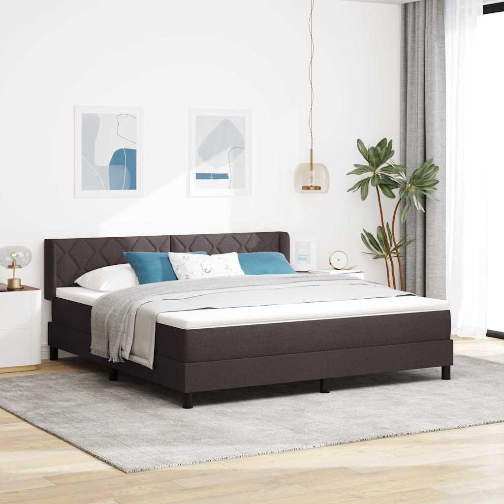 vidaXL Łóżko sprężynowe Z zagłówkiem Ciemny brąz 200 x 180 cm tkanina