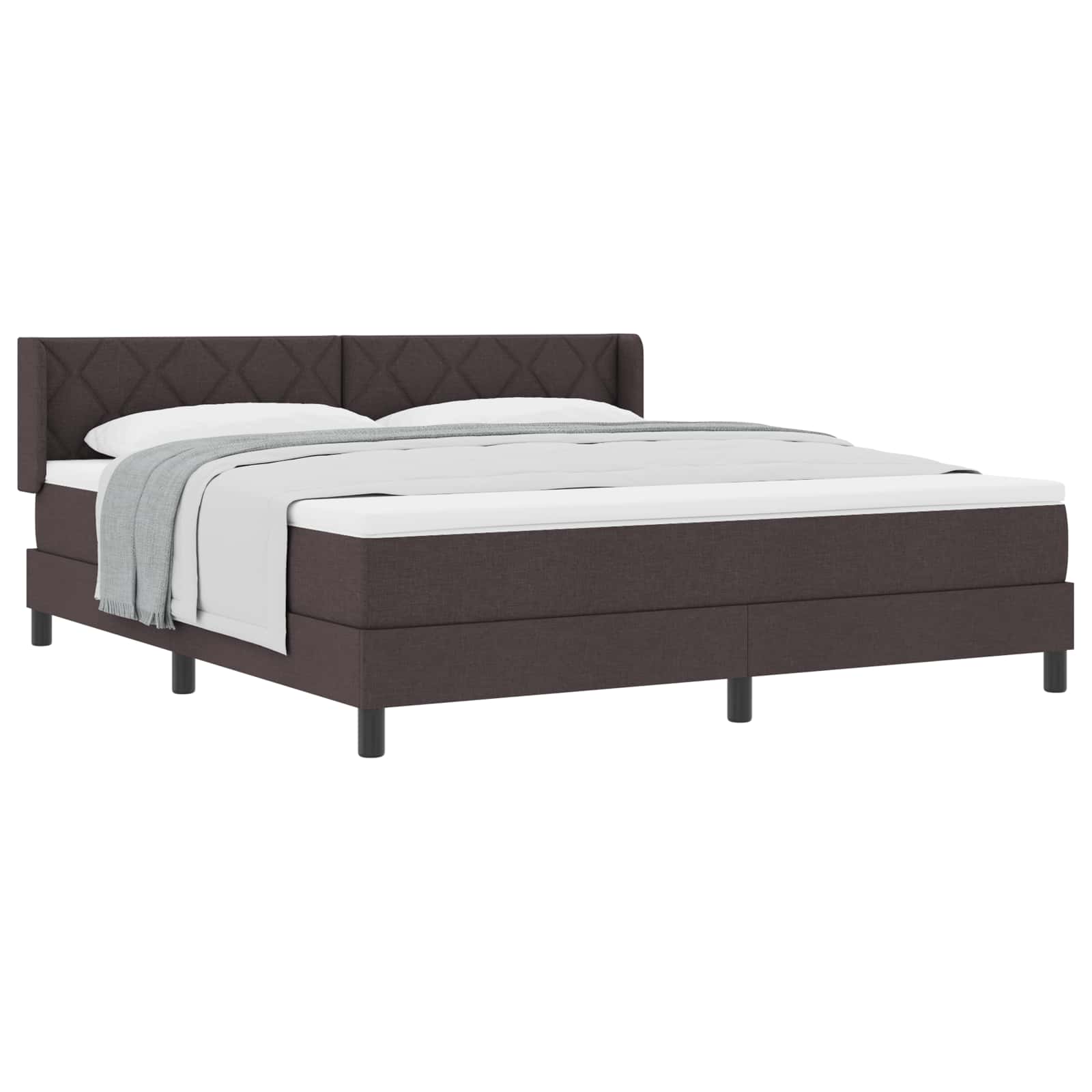 vidaXL Łóżko sprężynowe Z zagłówkiem Ciemny brąz 200 x 180 cm tkanina