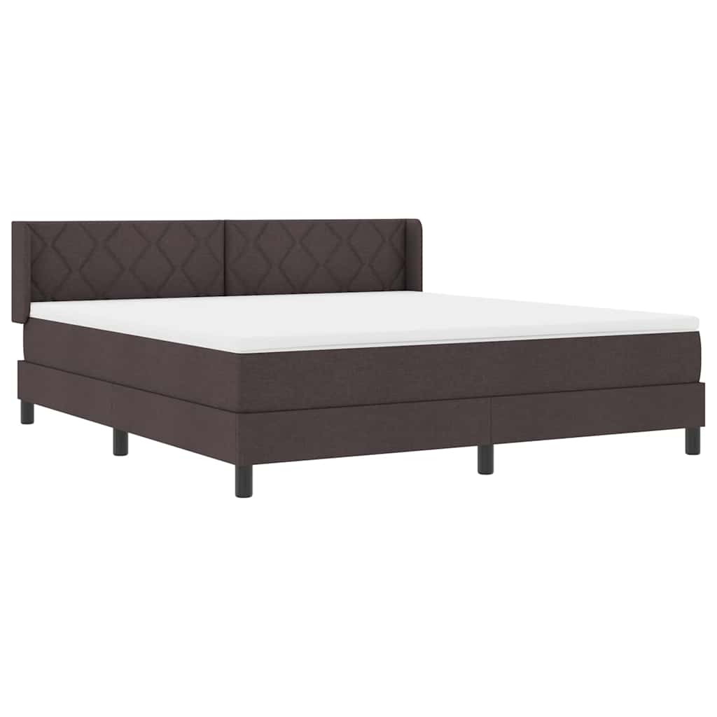vidaXL Łóżko sprężynowe Z zagłówkiem Ciemny brąz 200 x 180 cm tkanina