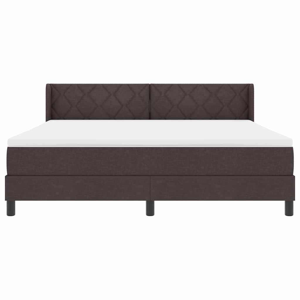 vidaXL Łóżko sprężynowe Z zagłówkiem Ciemny brąz 200 x 180 cm tkanina