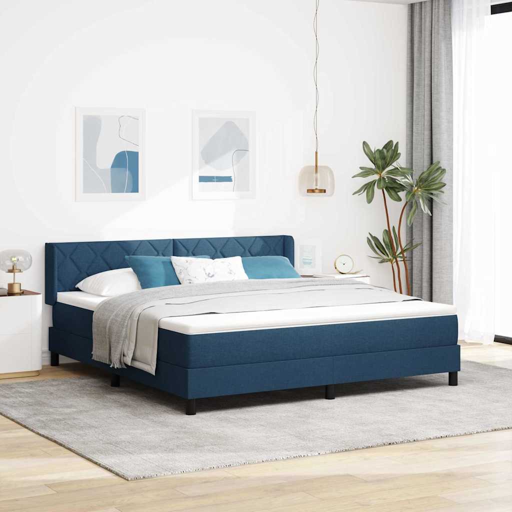 vidaXL Łóżko sprężynowe Z zagłówkiem Niebieski 200 x 180 cm tkanina
