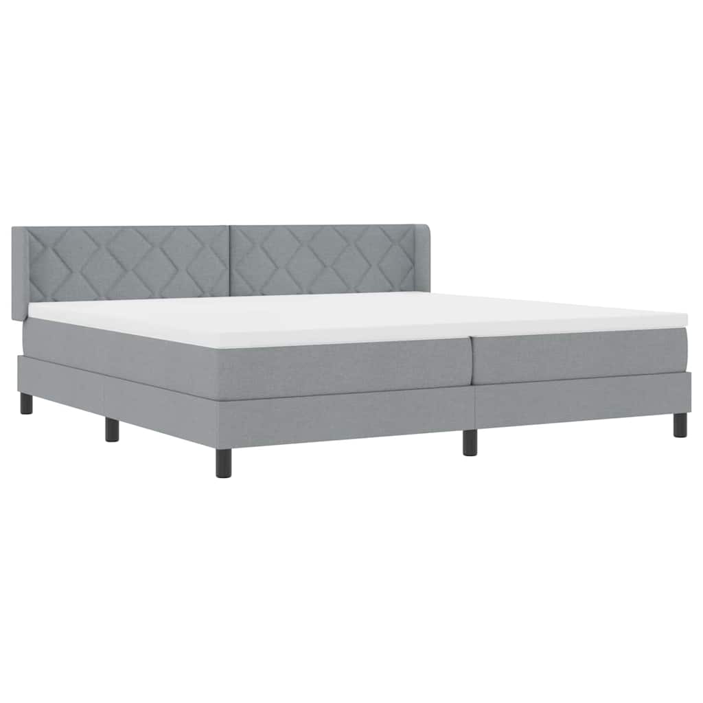 vidaXL Łóżko sprężynowe Z zagłówkiem Jasnoszary 200 x 200 cm tkanina