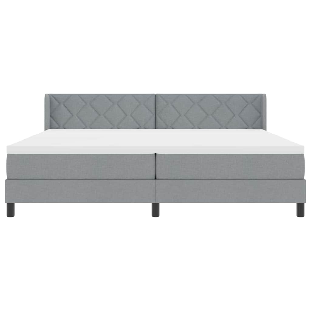 vidaXL Łóżko sprężynowe Z zagłówkiem Jasnoszary 200 x 200 cm tkanina