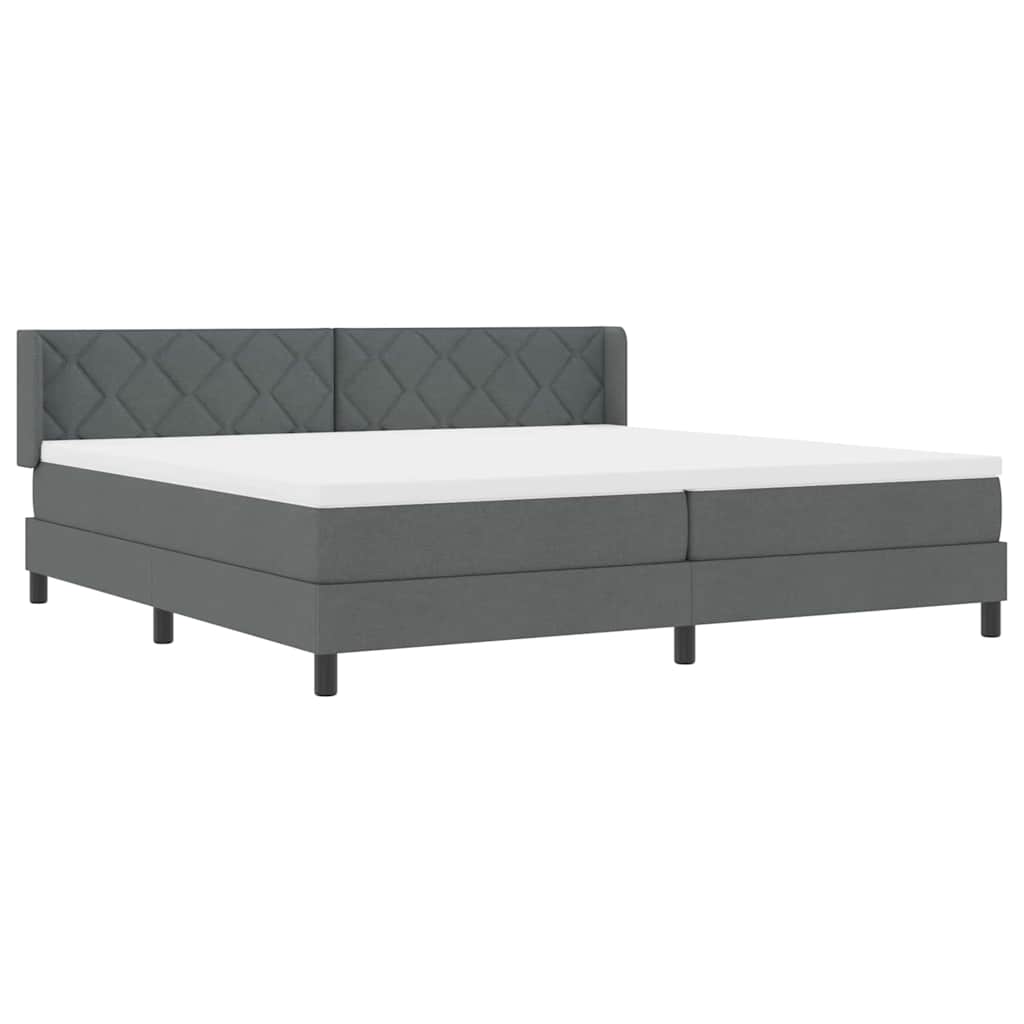 vidaXL Łóżko sprężynowe Z zagłówkiem Ciemnoszary 200 x 200 cm tkanina