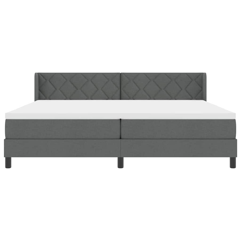 vidaXL Łóżko sprężynowe Z zagłówkiem Ciemnoszary 200 x 200 cm tkanina