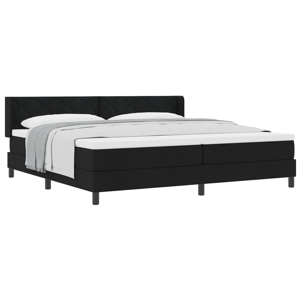 vidaXL Łóżko sprężynowe Z zagłówkiem Czarny 200 x 200 cm tkanina