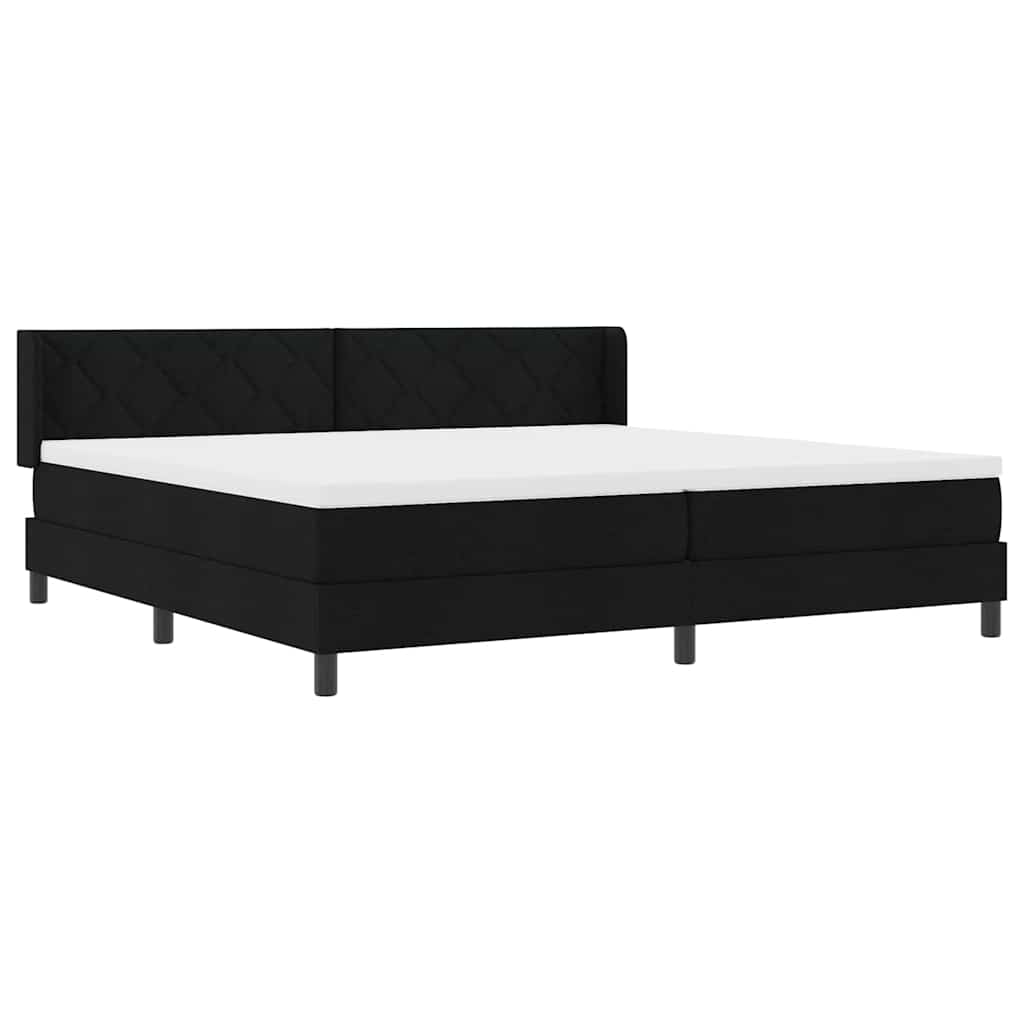 vidaXL Łóżko sprężynowe Z zagłówkiem Czarny 200 x 200 cm tkanina