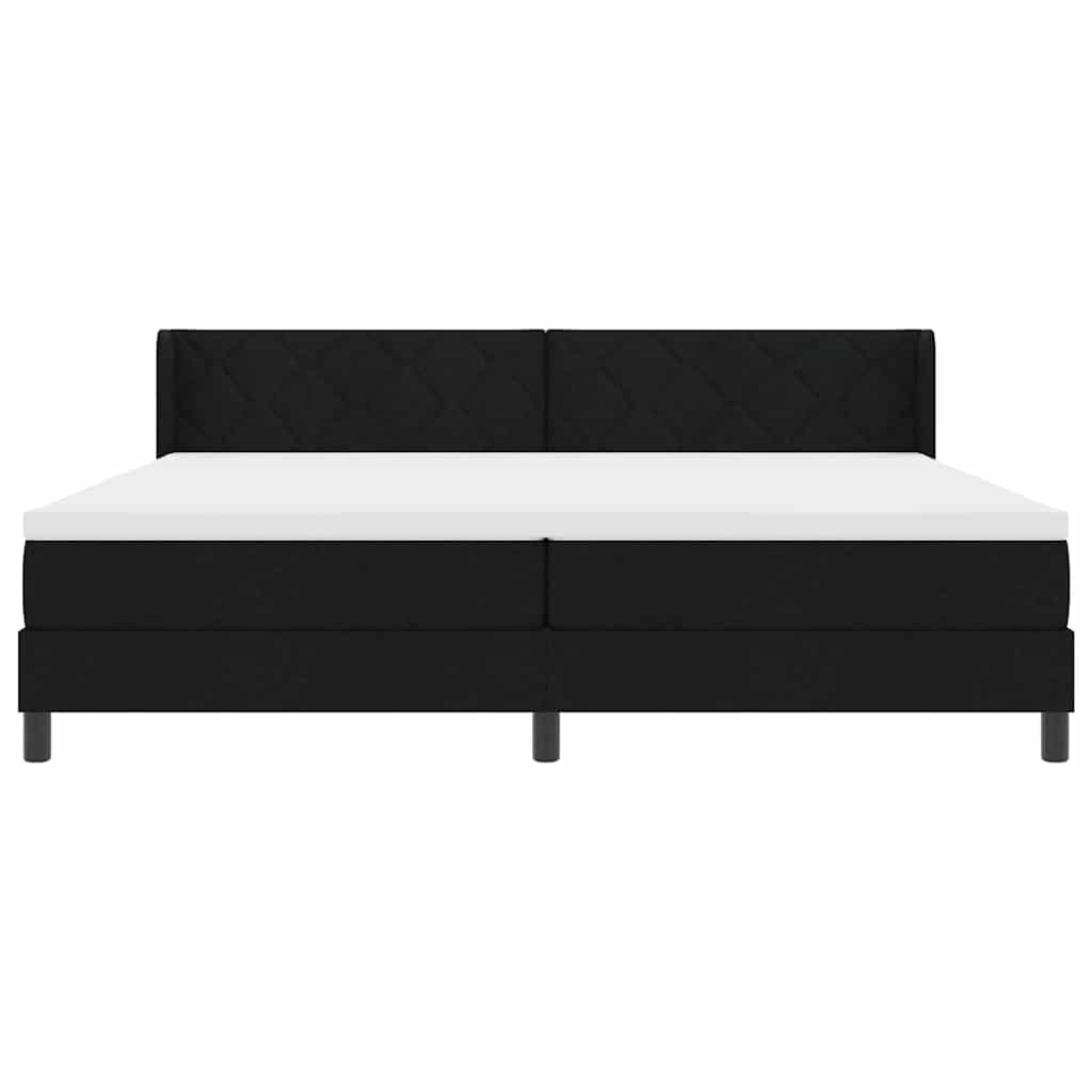 vidaXL Łóżko sprężynowe Z zagłówkiem Czarny 200 x 200 cm tkanina