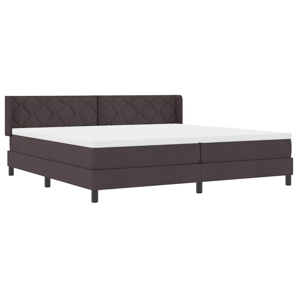 vidaXL Łóżko sprężynowe Z zagłówkiem Ciemny brąz 200 x 200 cm tkanina