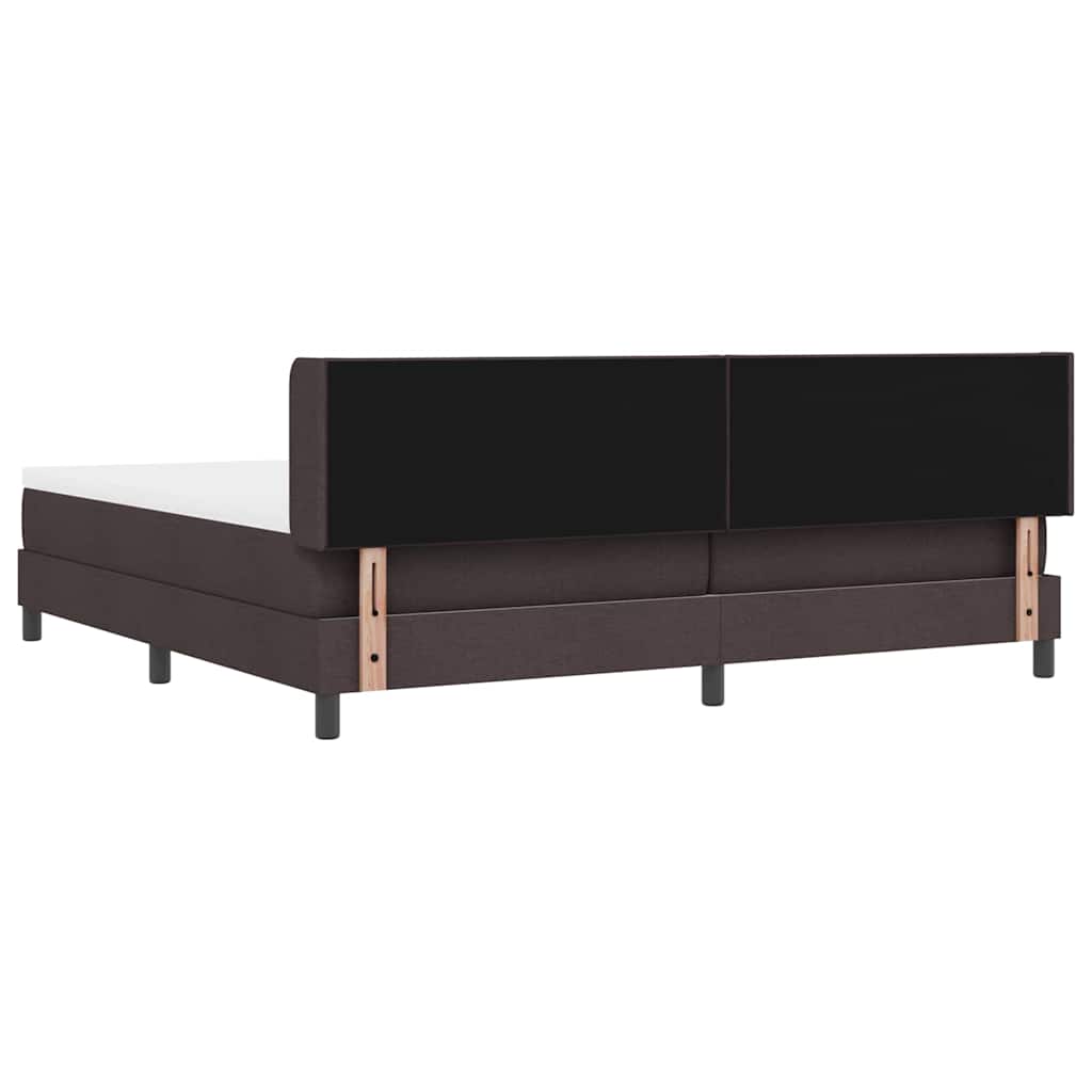 vidaXL Łóżko sprężynowe Z zagłówkiem Ciemny brąz 200 x 200 cm tkanina