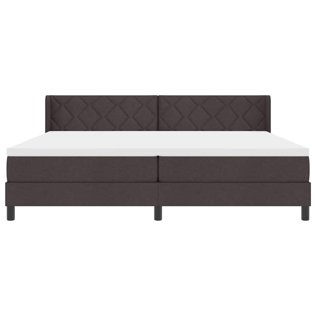 vidaXL Łóżko sprężynowe Z zagłówkiem Ciemny brąz 200 x 200 cm tkanina