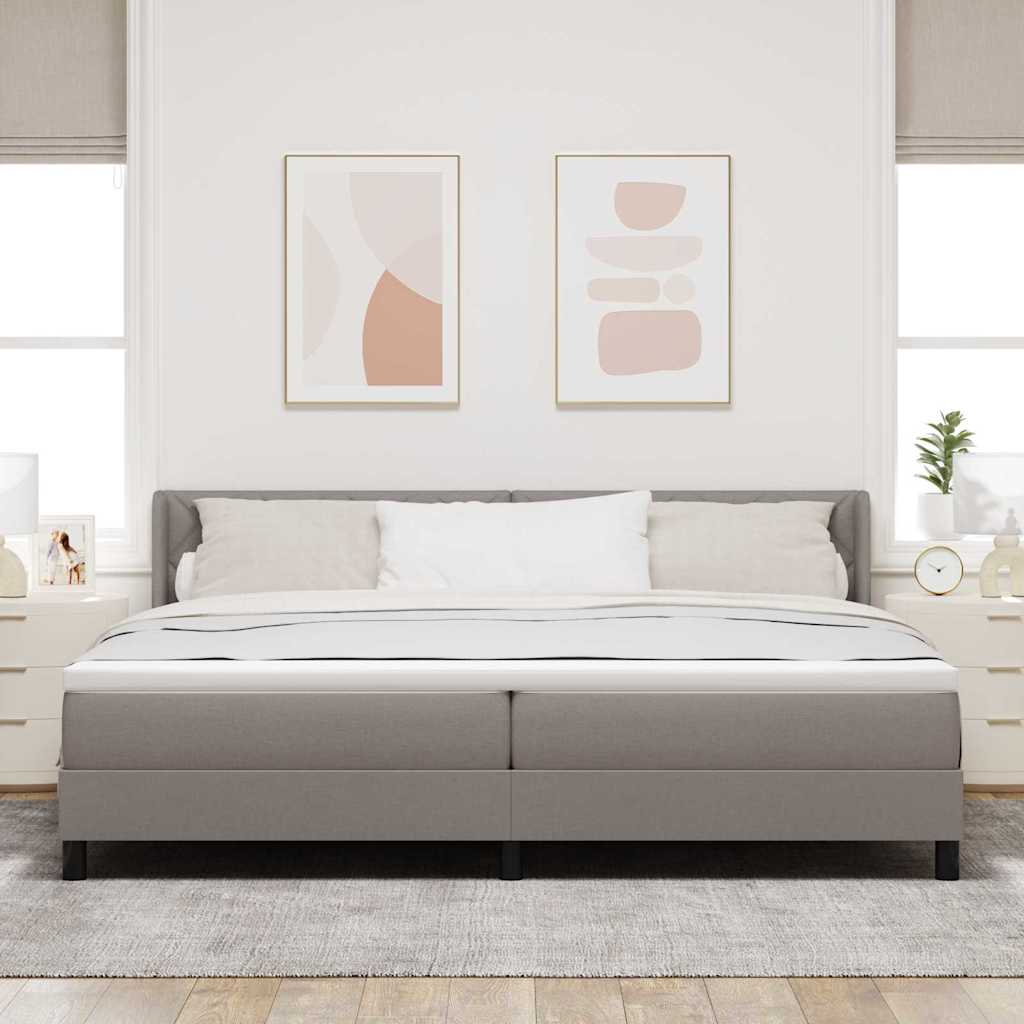 vidaXL Łóżko sprężynowe Z zagłówkiem Ciemnoszary 200 x 200 cm tkanina