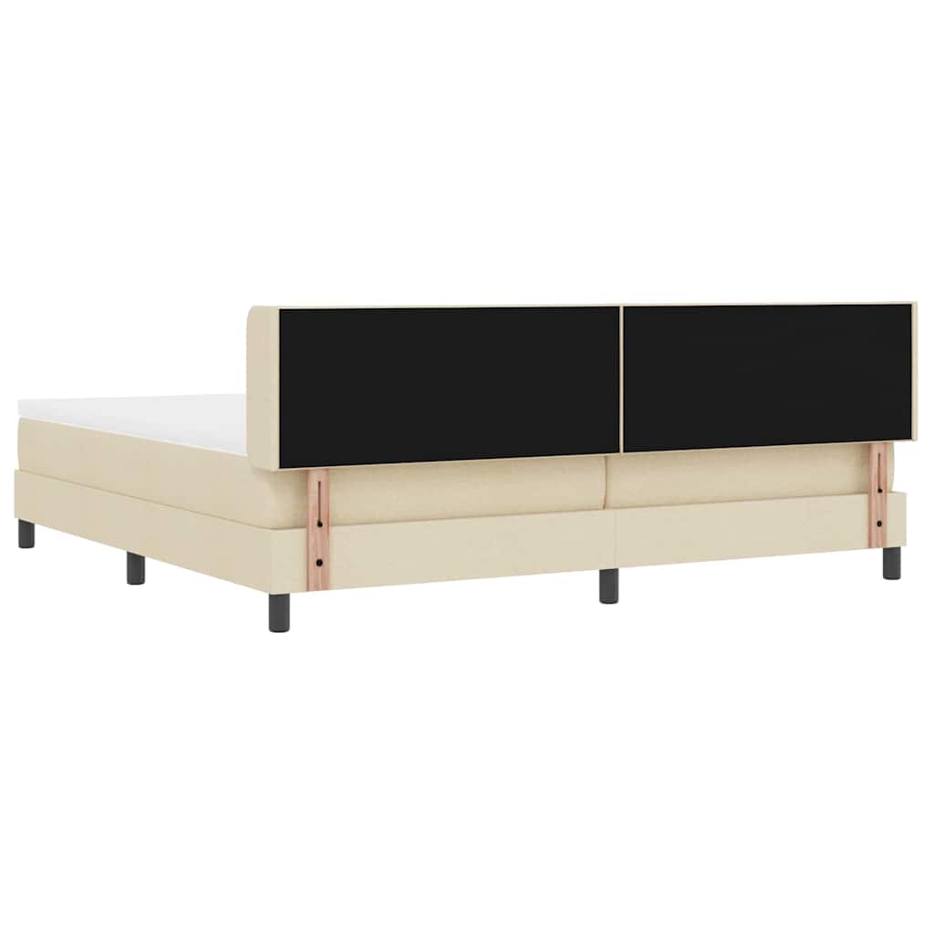 vidaXL Łóżko sprężynowe Z zagłówkiem Kremowy 200 x 200 cm tkanina