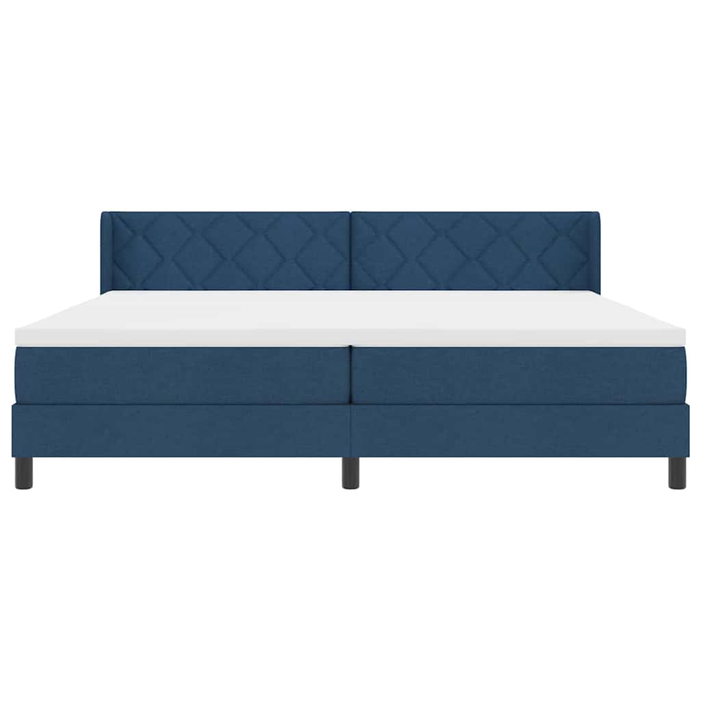 vidaXL Łóżko sprężynowe Z zagłówkiem Niebieski 200 x 200 cm tkanina