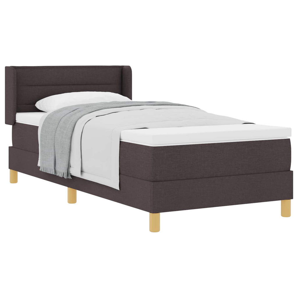 vidaXL Łóżko sprężynowe z materacem Ciemny brąz 200 x 80 cm tkanina