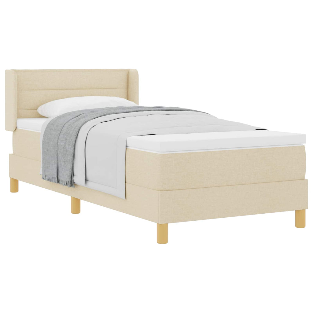 vidaXL Łóżko sprężynowe z materacem Kremowy 200 x 80 cm tkanina