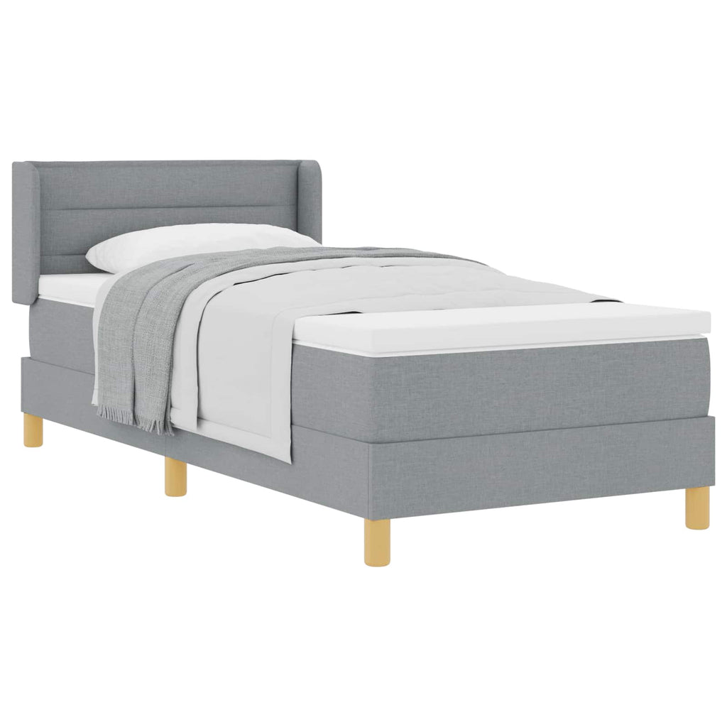 vidaXL Łóżko sprężynowe z materacem Jasnoszary 200 x 90 cm tkanina