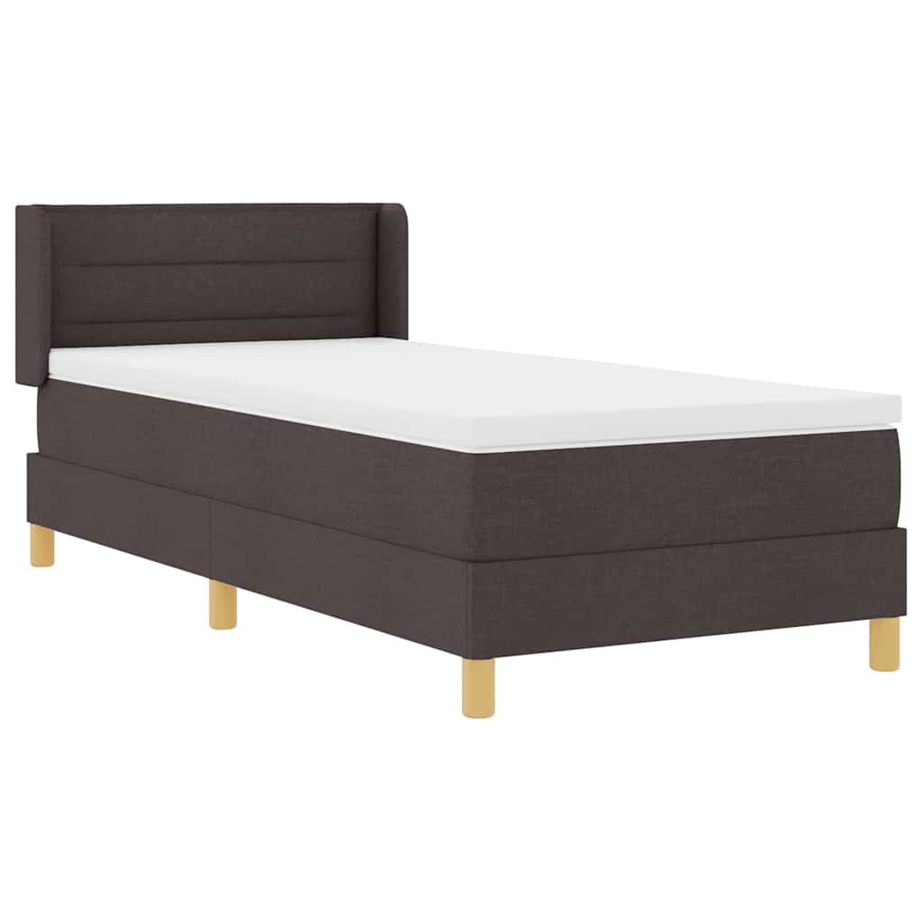 vidaXL Łóżko sprężynowe z materacem Ciemny brąz 200 x 90 cm tkanina