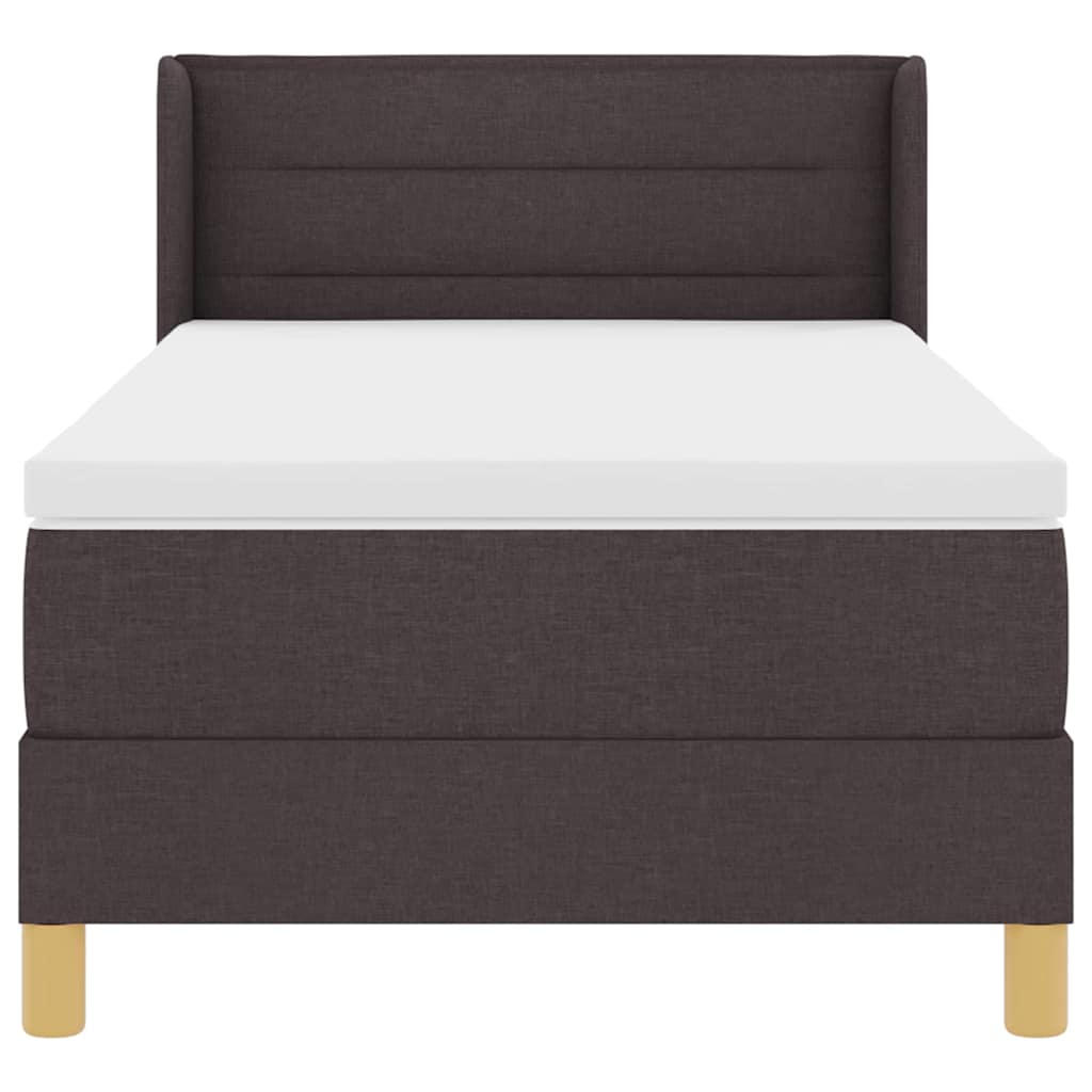 vidaXL Łóżko sprężynowe z materacem Ciemny brąz 200 x 90 cm tkanina
