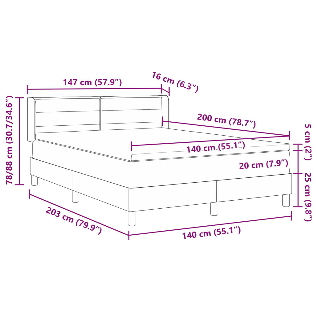 vidaXL Łóżko sprężynowe z materacem Ciemny brąz 200 x 140 cm tkanina