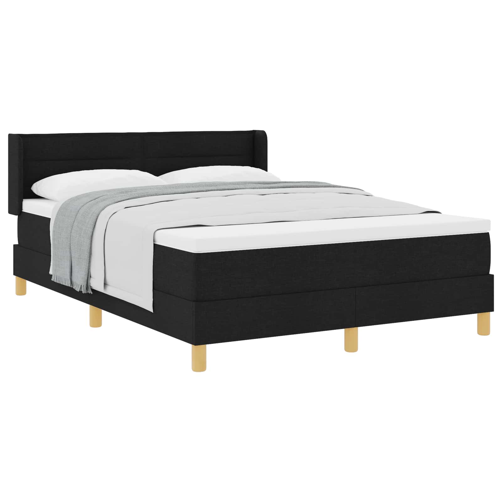 vidaXL Łóżko sprężynowe z materacem Czarny 200 x 160 cm tkanina