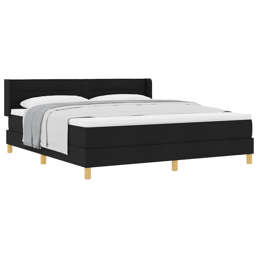 vidaXL Łóżko sprężynowe z materacem Czarny 200 x 180 cm tkanina