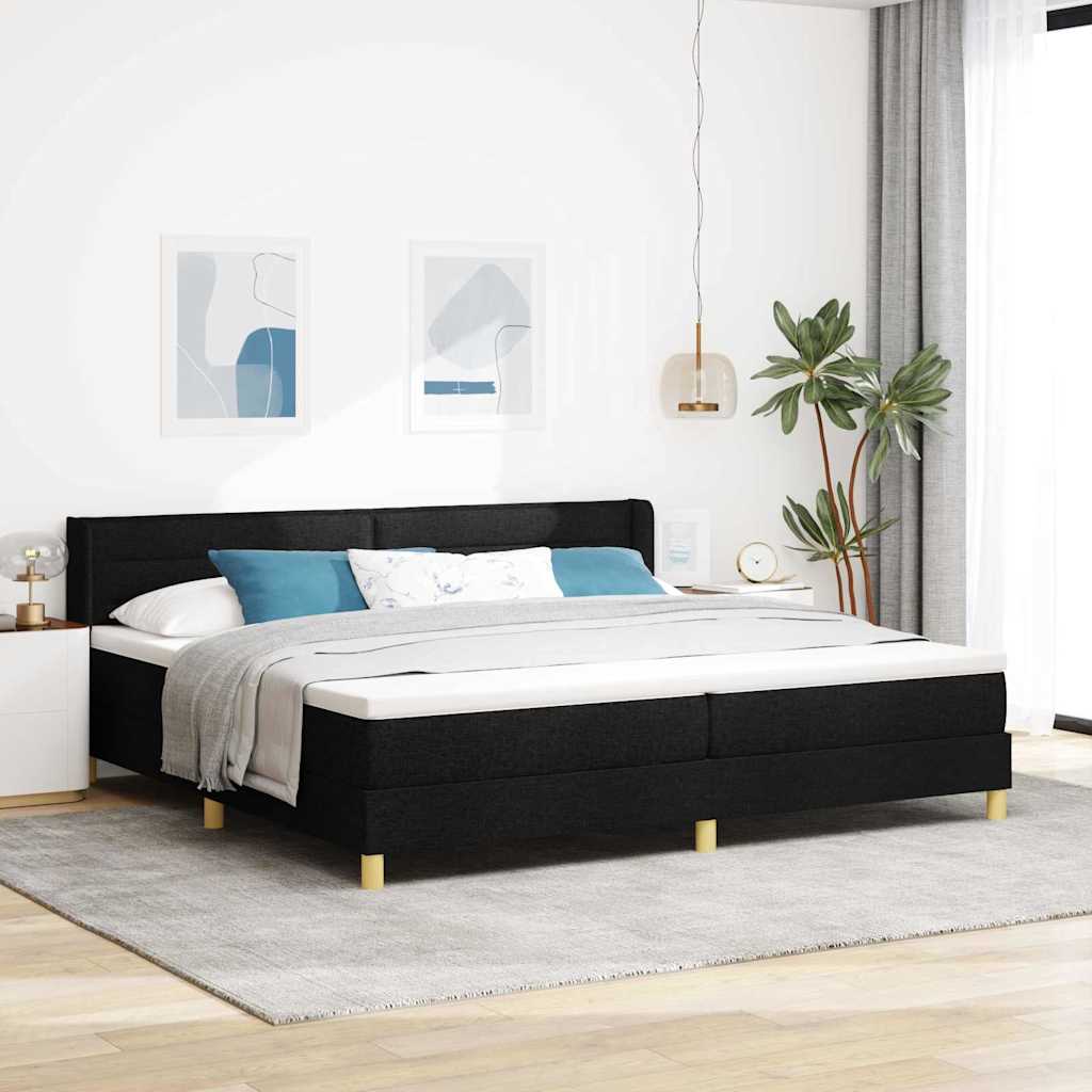 vidaXL Łóżko sprężynowe z materacem Czarny 200 x 200 cm tkanina