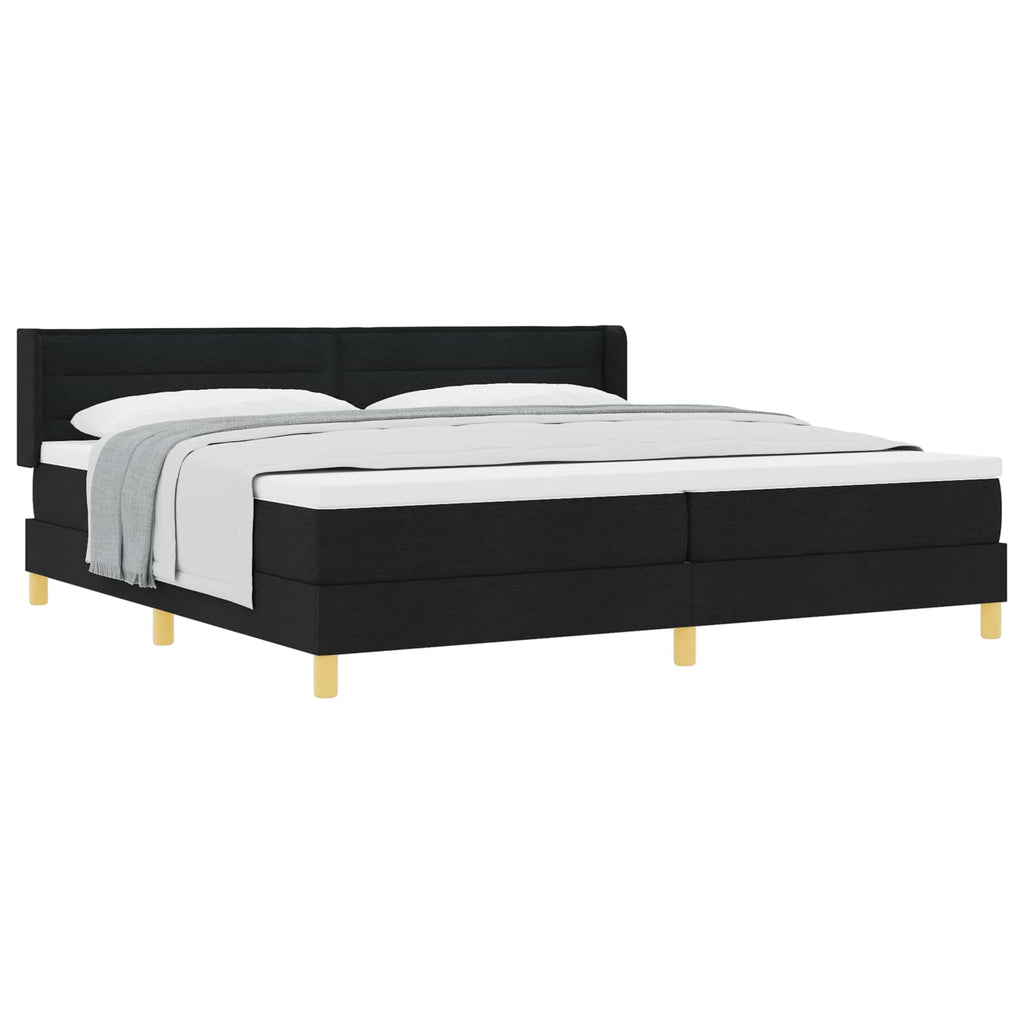vidaXL Łóżko sprężynowe z materacem Czarny 200 x 200 cm tkanina