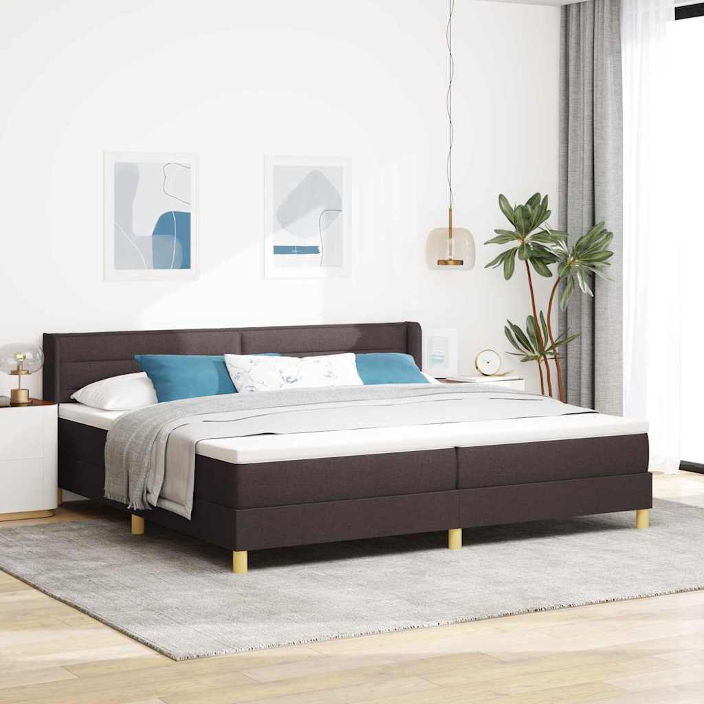 vidaXL Łóżko sprężynowe z materacem Ciemny brąz 200 x 200 cm tkanina