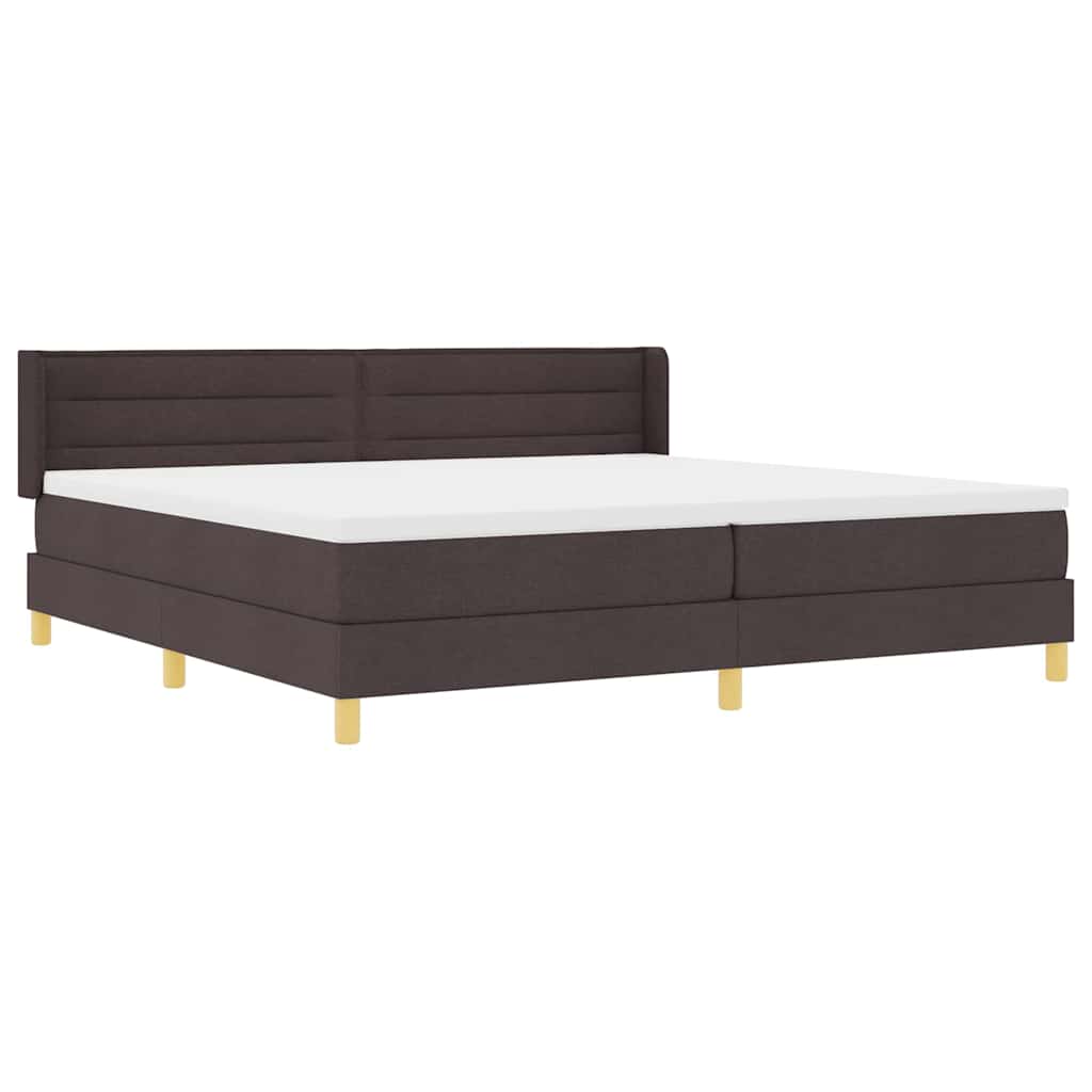 vidaXL Łóżko sprężynowe z materacem Ciemny brąz 200 x 200 cm tkanina