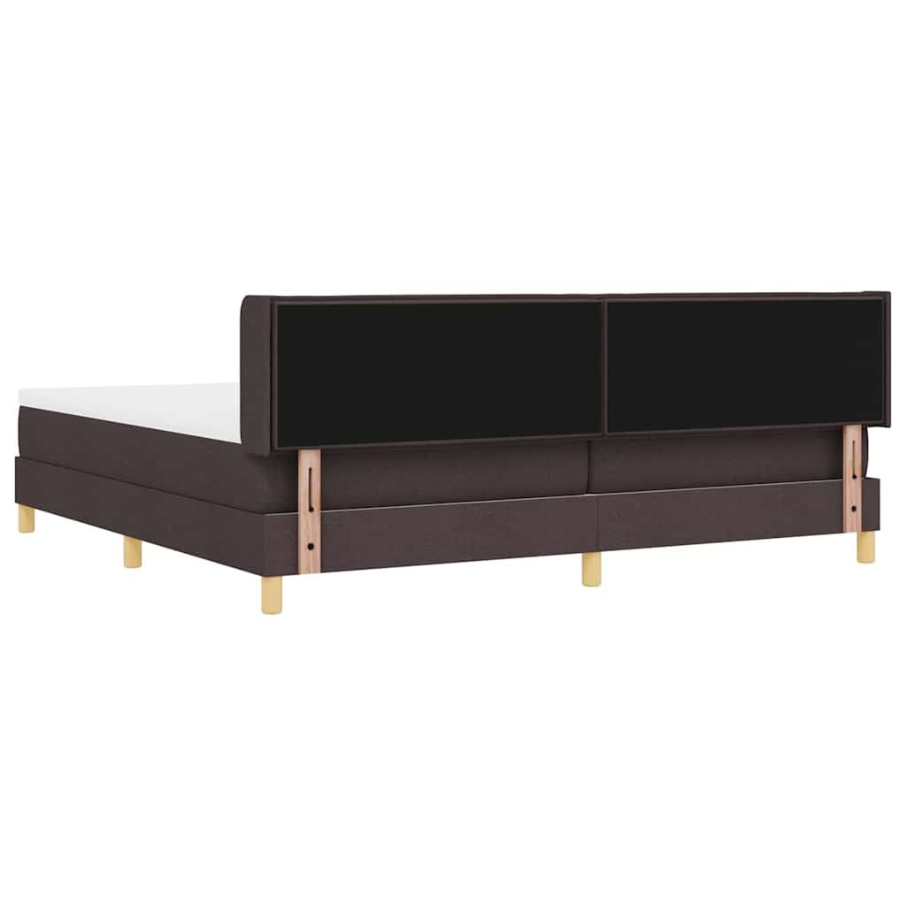 vidaXL Łóżko sprężynowe z materacem Ciemny brąz 200 x 200 cm tkanina