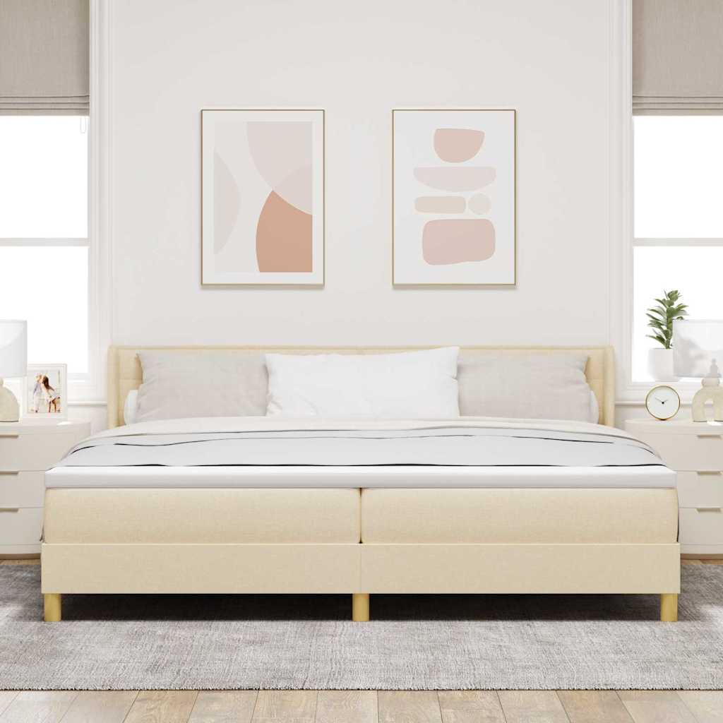 vidaXL Łóżko sprężynowe z materacem Kremowy 200 x 200 cm tkanina