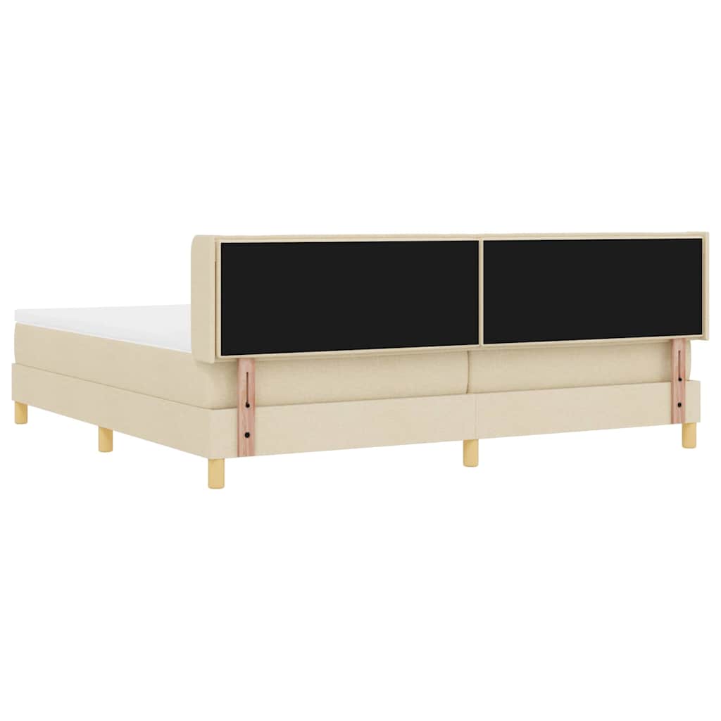 vidaXL Łóżko sprężynowe z materacem Kremowy 200 x 200 cm tkanina