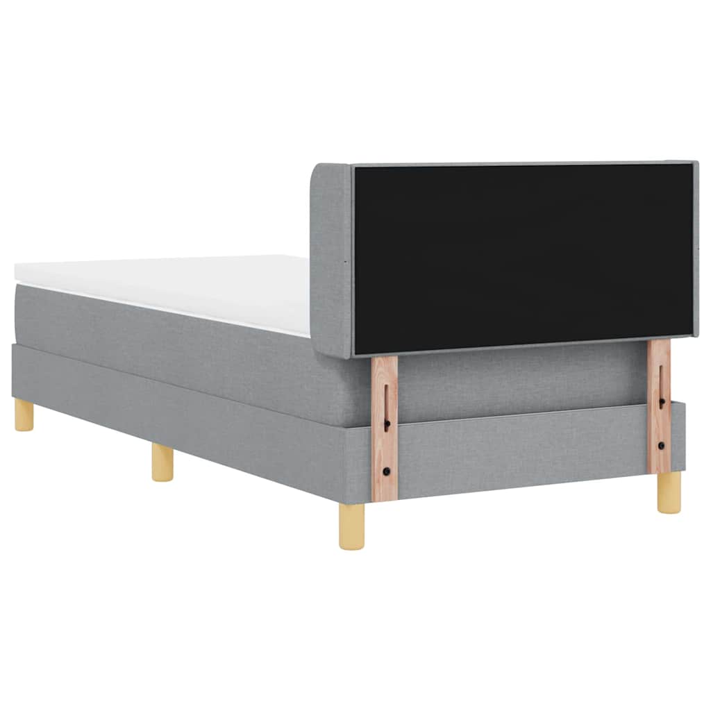 vidaXL Łóżko sprężynowe Z zagłówkiem Jasnoszary 200 x 80 cm tkanina