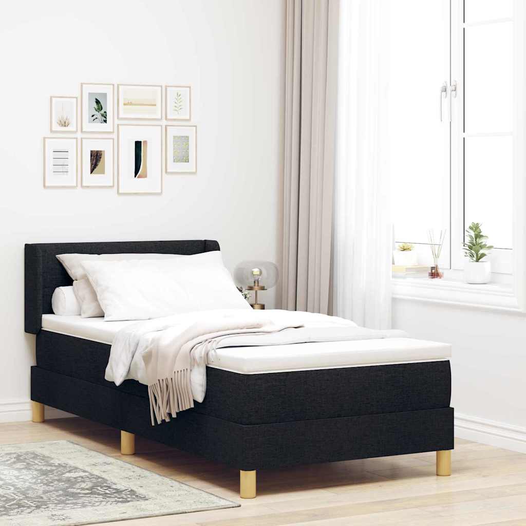 vidaXL Łóżko sprężynowe z materacem Czarny 200 x 80 cm tkanina