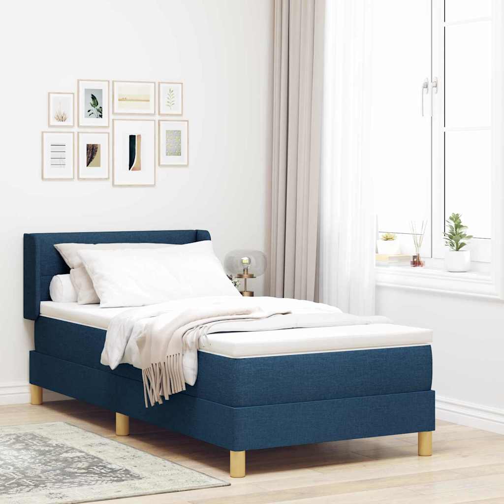 vidaXL Łóżko sprężynowe Z zagłówkiem Niebieski 200 x 80 cm tkanina