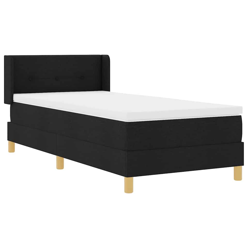 vidaXL Łóżko sprężynowe z materacem Czarny 200 x 90 cm tkanina