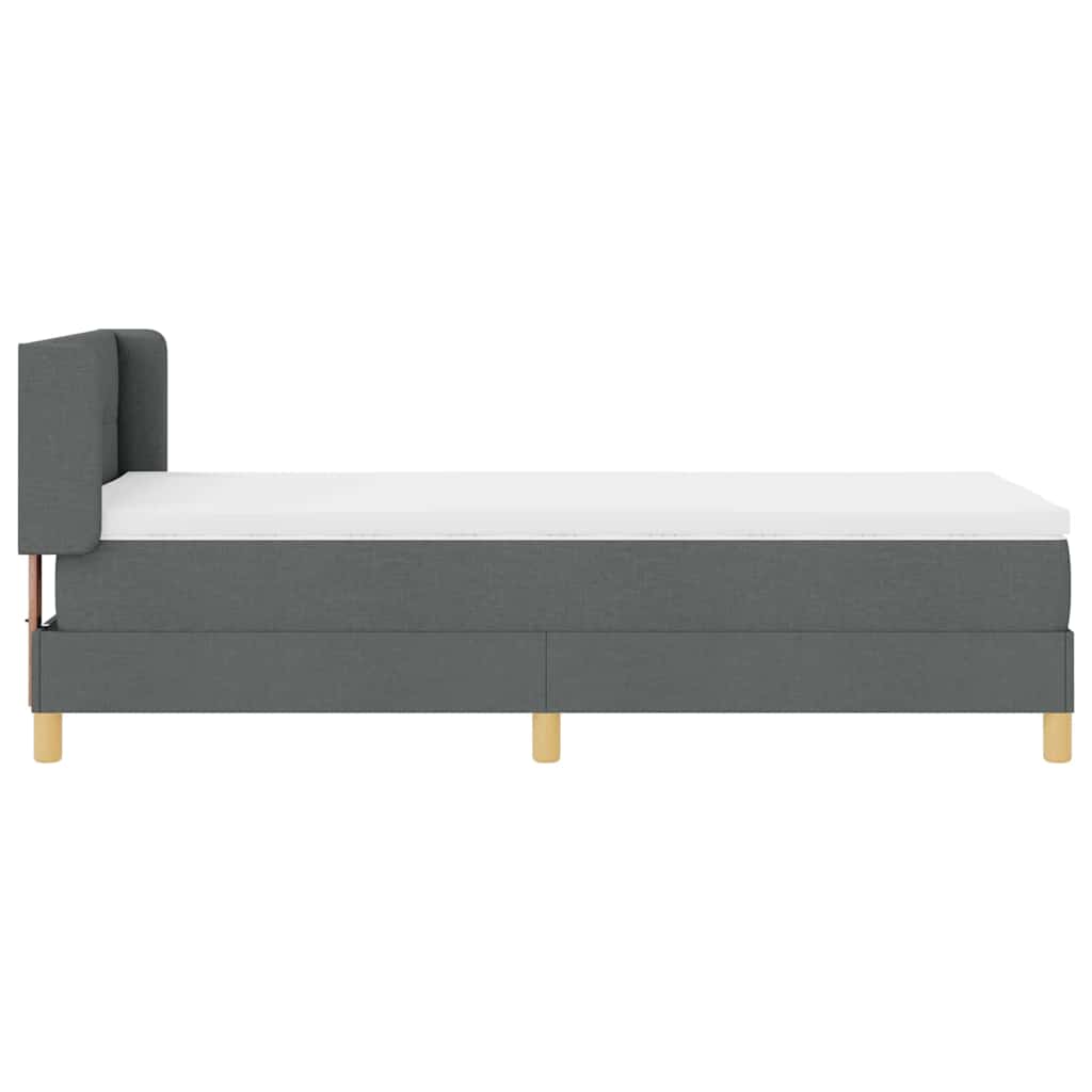 vidaXL Łóżko sprężynowe Z zagłówkiem Ciemnoszary 200 x 100 cm tkanina