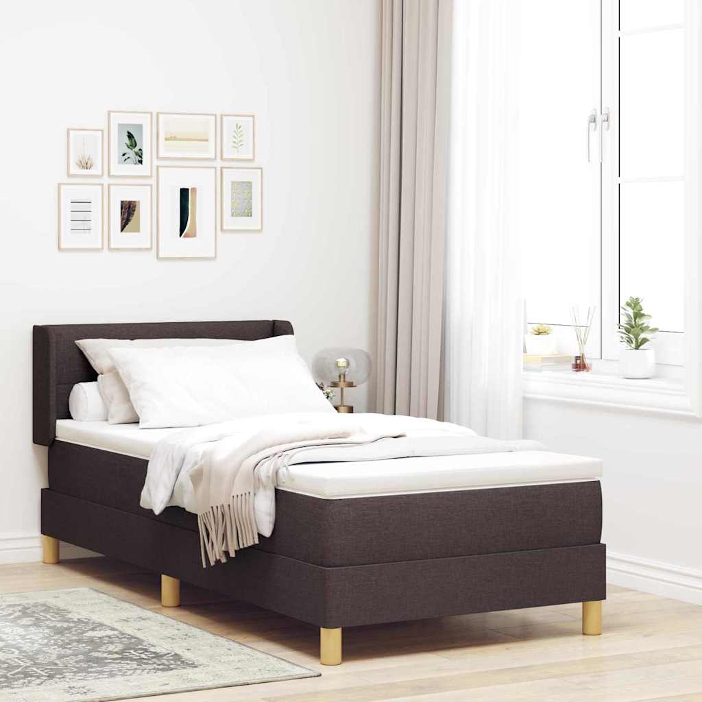 vidaXL Łóżko sprężynowe z materacem Ciemny brąz 200 x 100 cm tkanina
