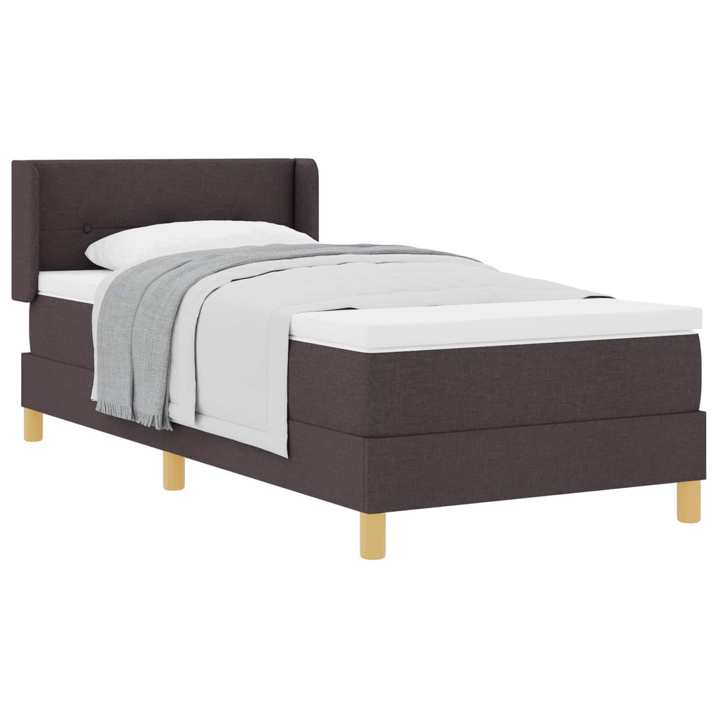 vidaXL Łóżko sprężynowe z materacem Ciemny brąz 200 x 100 cm tkanina