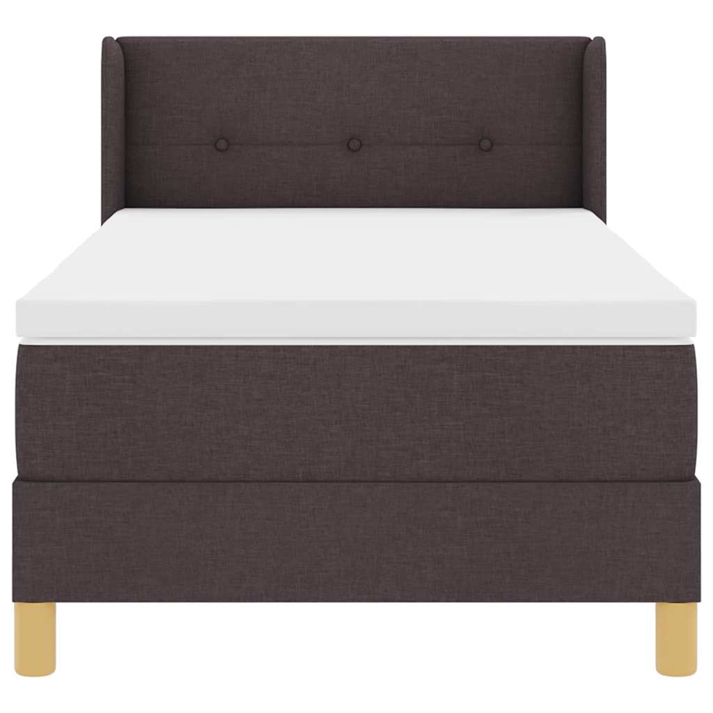 vidaXL Łóżko sprężynowe z materacem Ciemny brąz 200 x 100 cm tkanina